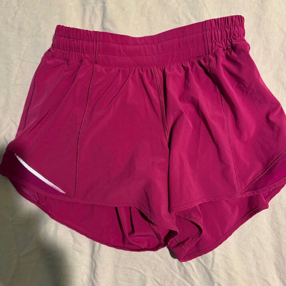 Lululemon pink lined running shorts 6